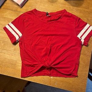 Red and white stripped crop top.